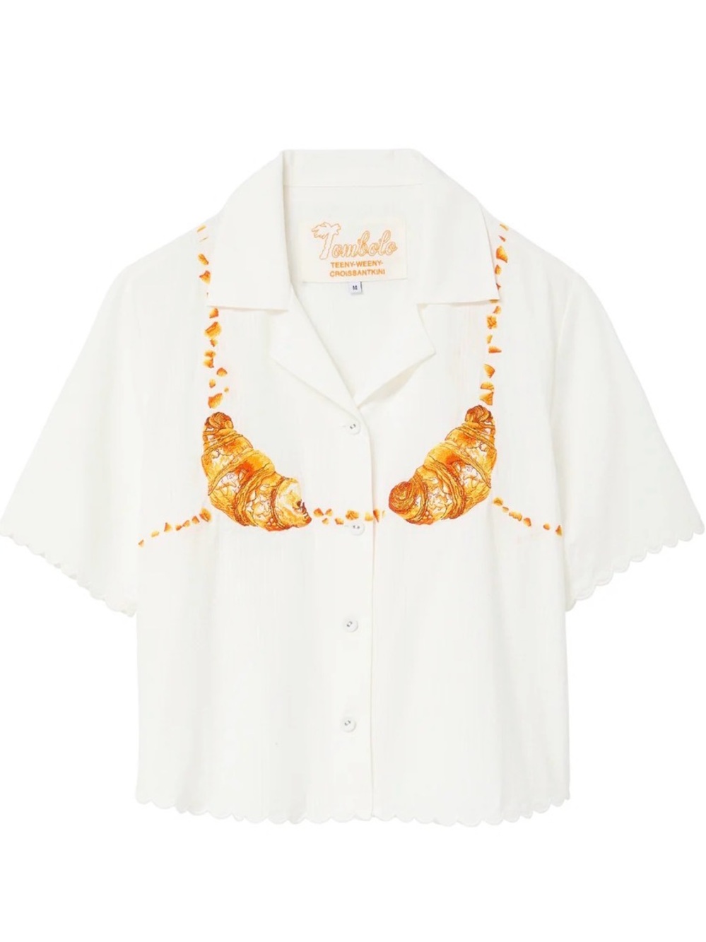 Short-Sleeve Embroidered Croissant Shirt